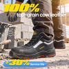 Premium Black Leather Industrial Safety Work Shoes M-8027PRST