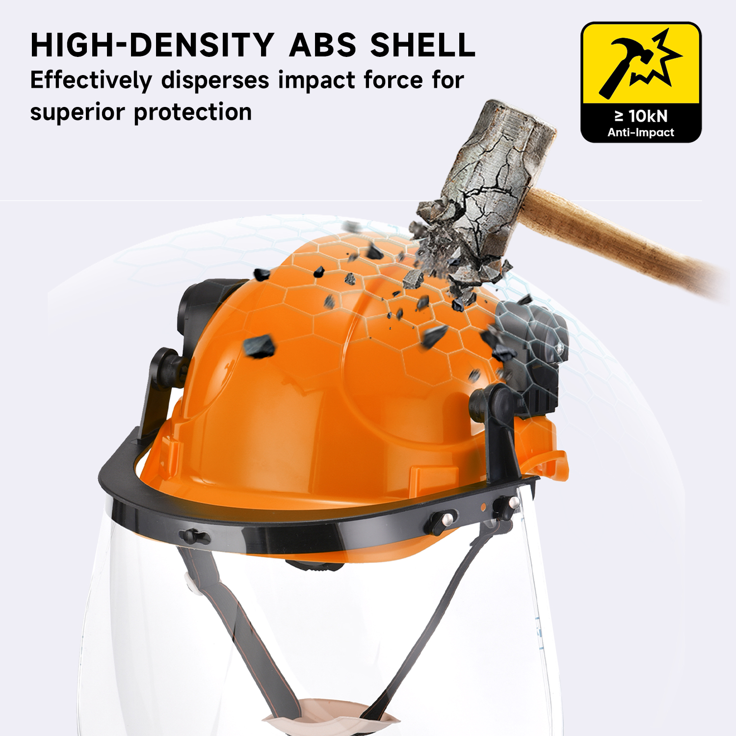 Vented Construction Safety Helmet with Face Shield W-018V