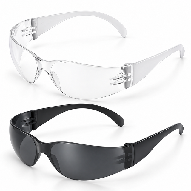 Safeyear SG001 anti-fog industrial safety glasses with clear polycarbonate lens and lightweight temples