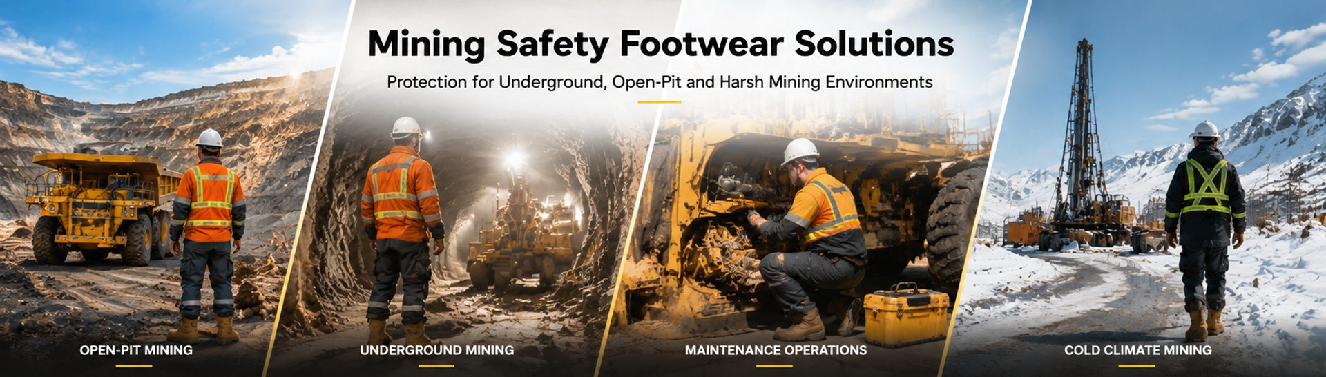 Mining safety boots designed for underground mines, open pit mining operations and harsh mining environments