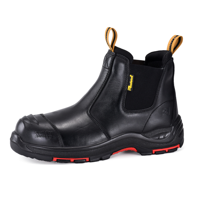 SAFETOE M-8025NBK black steel toe Chelsea safety boots, side view