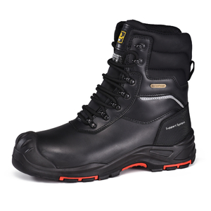 Black insulated winter safety boots H-9552BK with composite toe and waterproof protection