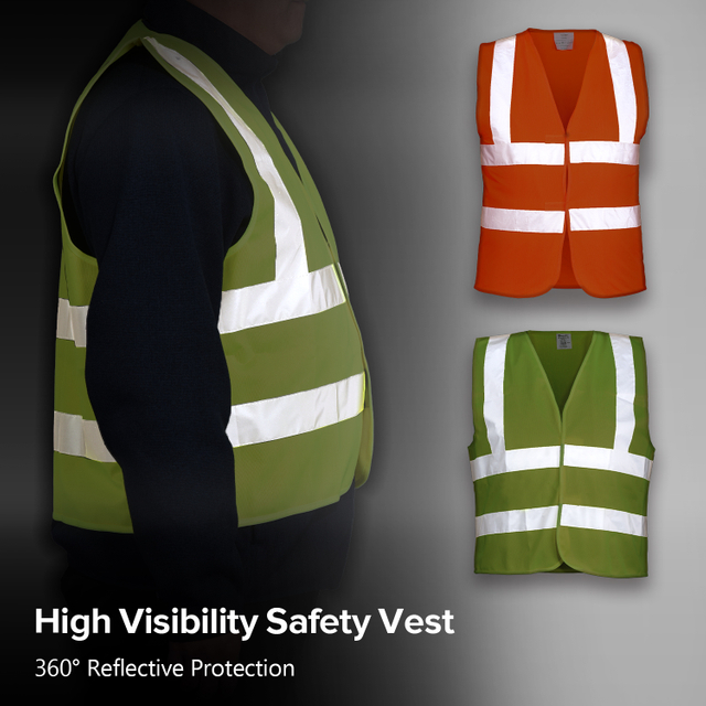 Hi-Vis Reflective Safety Vest Yellow & Orange | Lightweight Work Vest EN ISO 20471